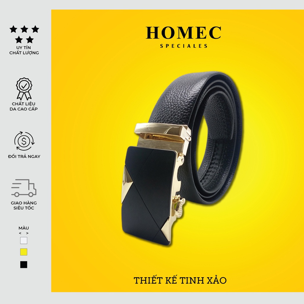 Thắt lưng Nam chất liệu da cao cấp HOMEC 07 khóa tự động kiểu dáng hiện đại - Dây lưng nam cao cấp – HOMEC