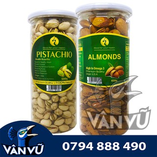 Combo Hạt Dẻ Cười Không Tẩy Trắng Mỹ 500gr, Hạnh Nhân Rang Bơ Hàng Mỹ 450gr Ngừa Đột Quỵ, Ngủ Ngon