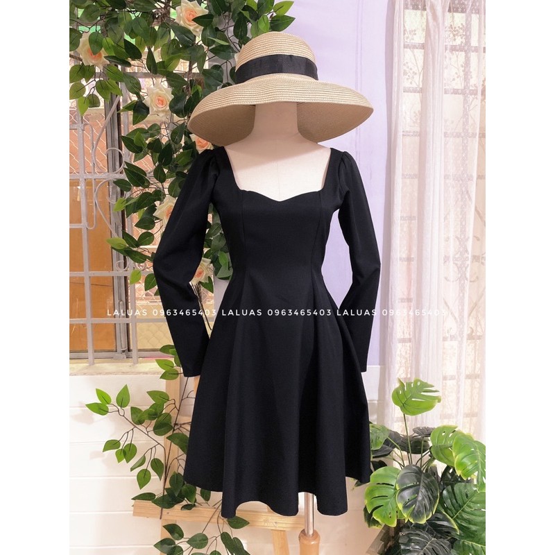 Đầm dự tiệc bigsize cổ vuông tay dài sang trọng