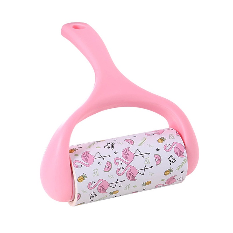Cây lăn bụi quần áo đa năng lăn bụi giường, lông mèo, sofa, giày dép hiệu quả có tay cầm dài màu hồng