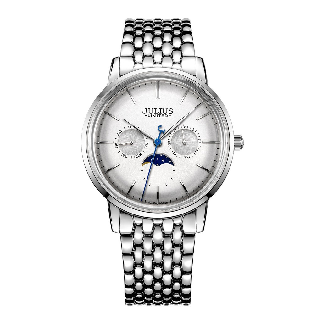 Đồng hồ nam Julius Hàn Quốc JAL-041MA dây thép (Trắng bạc)