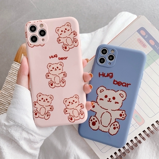 Pink Bear Casing IPhone 11 SE 2020 Case iphone 11 Pro Xs Max iphone XR phone Case IPhone 6 6s 7 Plus 8 Soft Cover simple candy colors, cute for women men couple