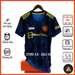 Bộ Áo đá bóng đẹp MU XANH ĐẬM leaguestore4.0 ,bộ áo đá banh cao cấp dệt xịn thấm hút mồ hôi