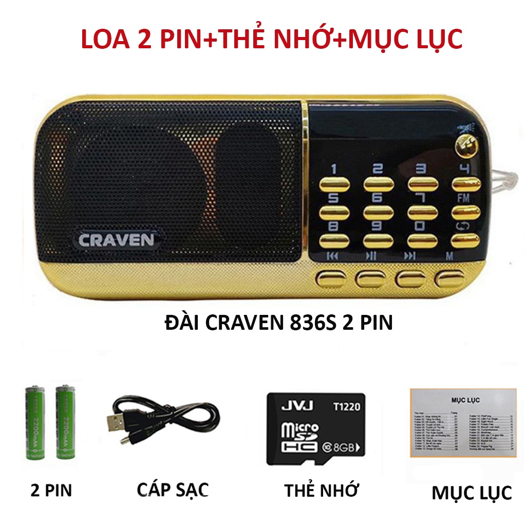 Loa đài Pháp Thoại 1210 Hàm Dưỡng Tâm Hồn, Máy Niệm Phật Mini, Đài Craven 853/836s hỗ trợ thẻ nhớ, USB, FM