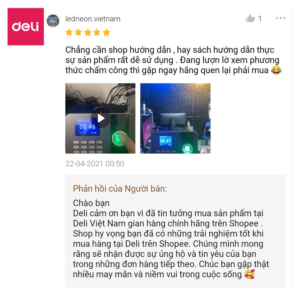 Máy Chấm Công Quét Vân Tay Và Khuôn Mặt Deli - Độ Chính Xác Cao, Kết Nối USB - Dung Lượng Lưu Trữ Gấp Đôi - E3747PRO