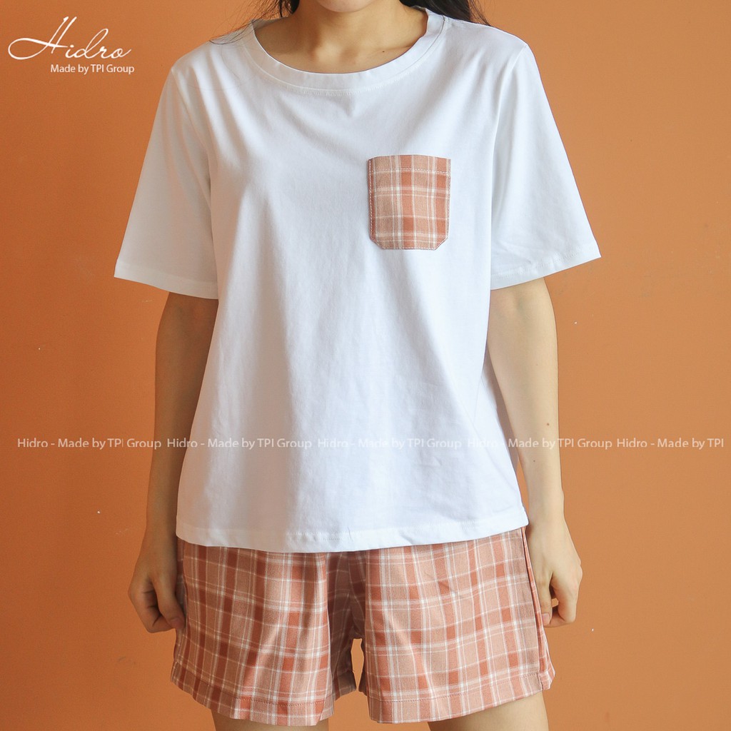 Set Bộ Áo Phông Trơn Phối Túi Kẻ Mix Quần Kẻ Caro | BigBuy360 - bigbuy360.vn