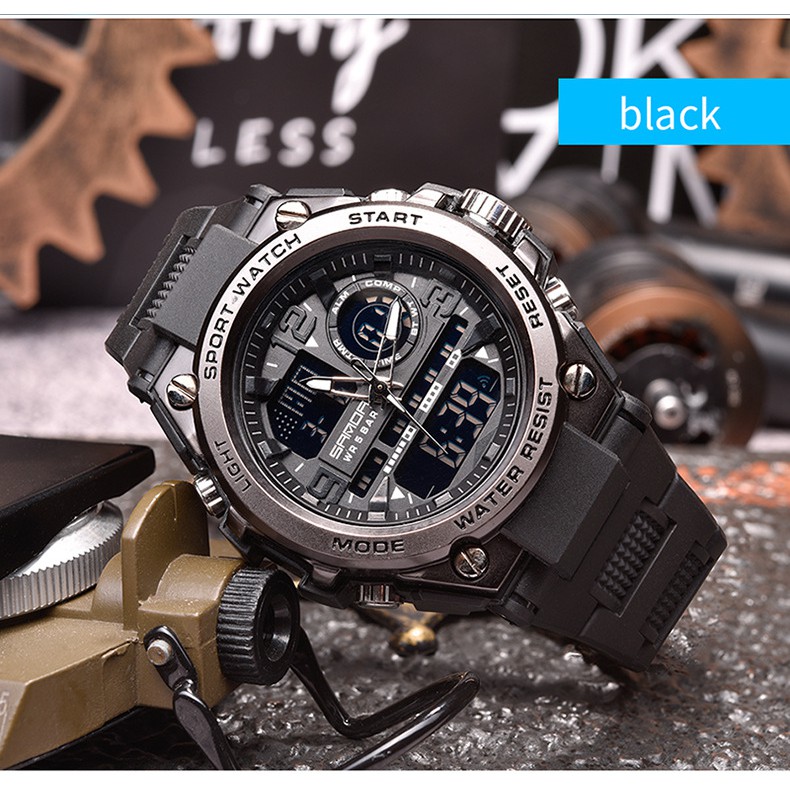 Đồng hồ Nam Sanda 6024 Chạy 2 máy - Tặng hộp +Pin