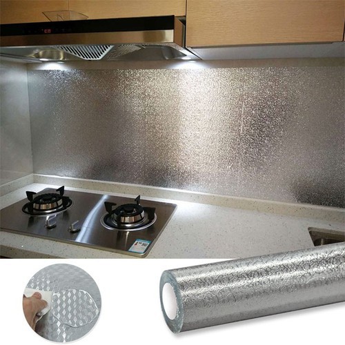 Giấy bạc dán tường, giấy dán bếp tráng nhôm cách nhiệt, chống nóng, chống thấm dễ lau dài 2mx0,6m DTM Store DTMS-GBCN-T1