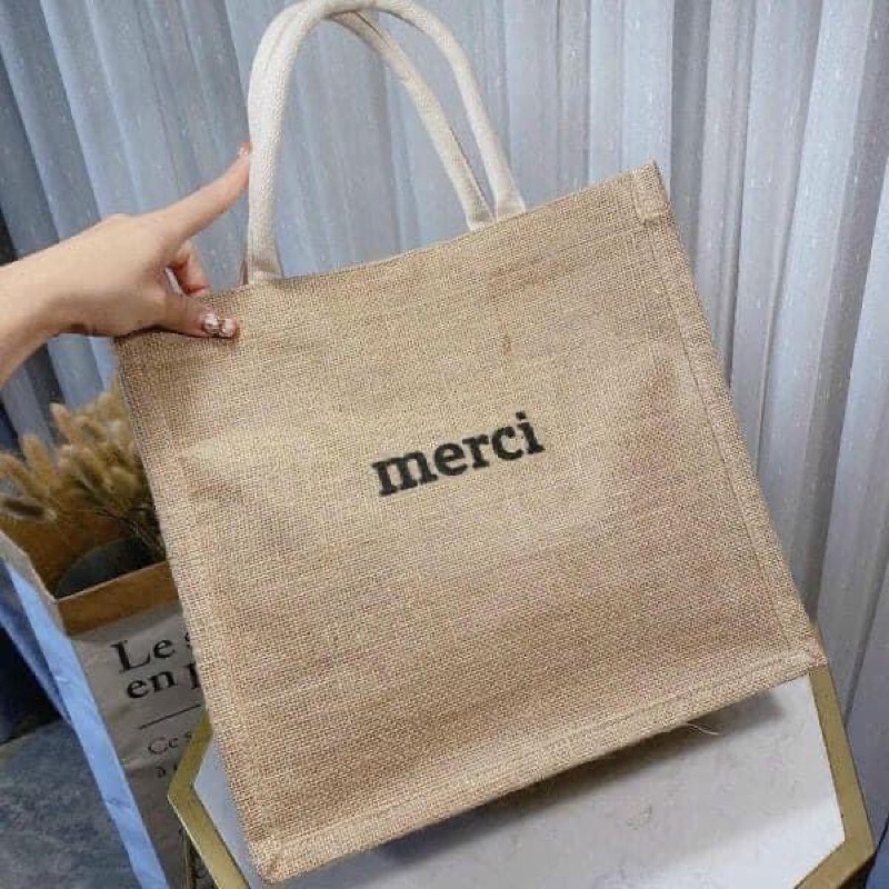 Túi Cói Merci Đi Biển Hot Mùa Hè, Túi Sống Ảo Cho Chị Em