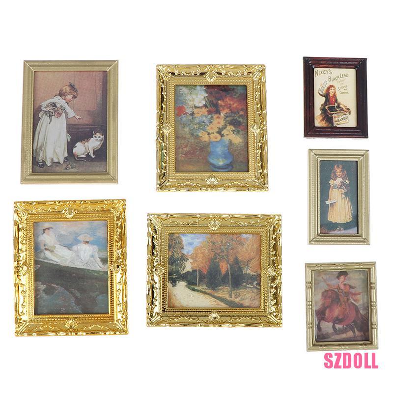 Bộ Tranh Sơn Dầu Mini 1:12 Dành Cho Nhà Búp Bê SZDOLL6