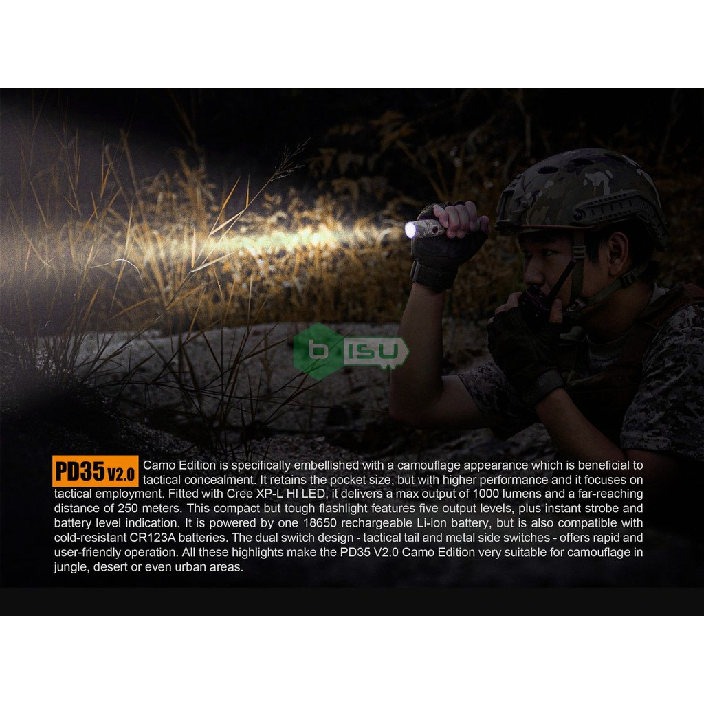 CHÍNH HÃNG PHÂN PHỐI - Đèn pin Fenix - PD35 V2.0 Digital Camo - 1000 lumens