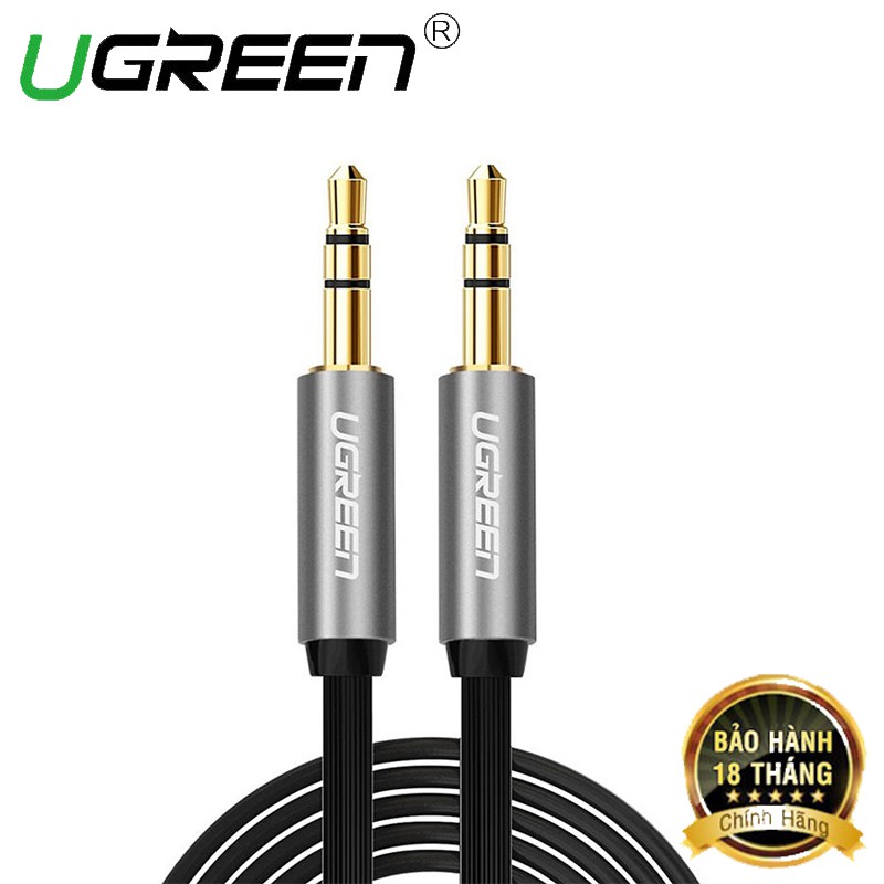 Cáp Audio 3.5mm Ugreen 10723 dài 0,5m màu đen dây dẹt chính hãng - Hapustore