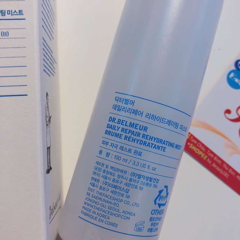 Xịt khoáng dưỡng ẩm phục hồi da mặt cấp ẩm Hàn Quốc The Face Shop Dr Belmeur Daily Repair Rehydrating Mist 100ml | BigBuy360 - bigbuy360.vn