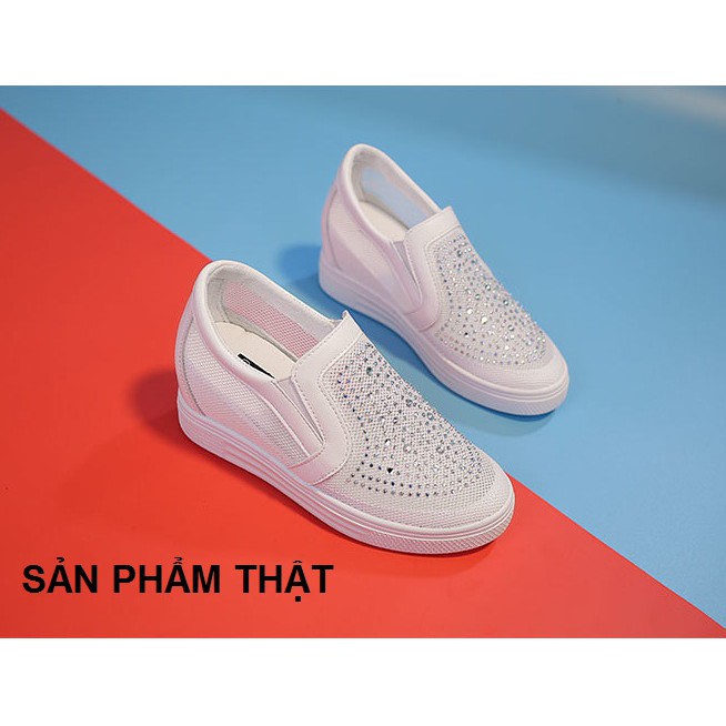 [CÁ TÍNH_ĐẸP ĐỘC] Giày slip on độn lưới V6 S294 cao 6 phân, êm chân, hàng xịn, phong cách Korea