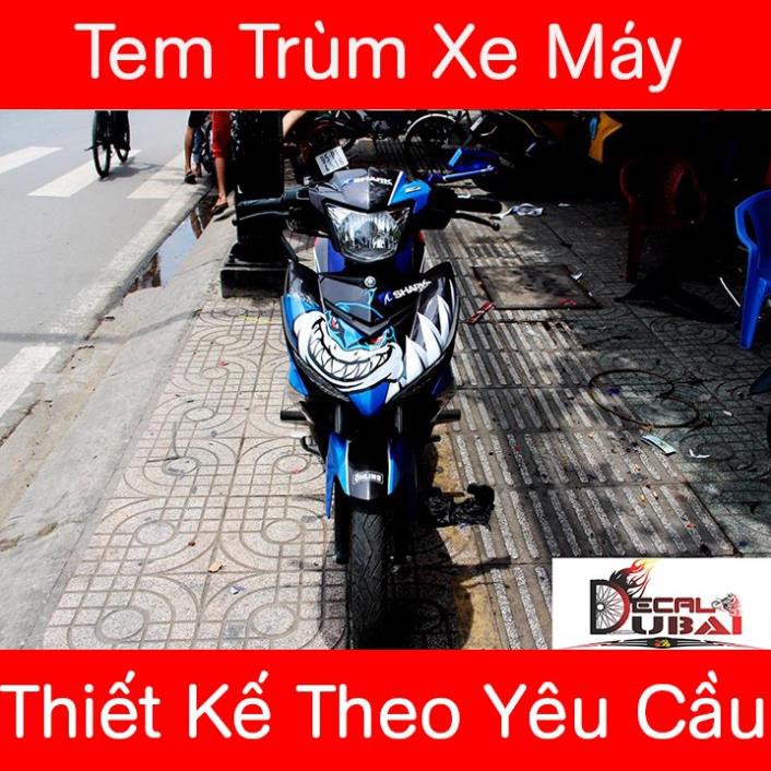 Tem Trùm Exciter 150 Cá Mập Xanh Đen Ngầu