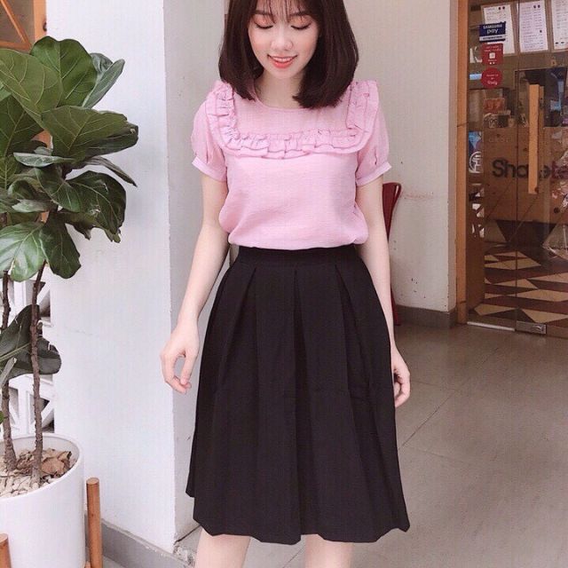 Chân váy xếp ly dáng dài