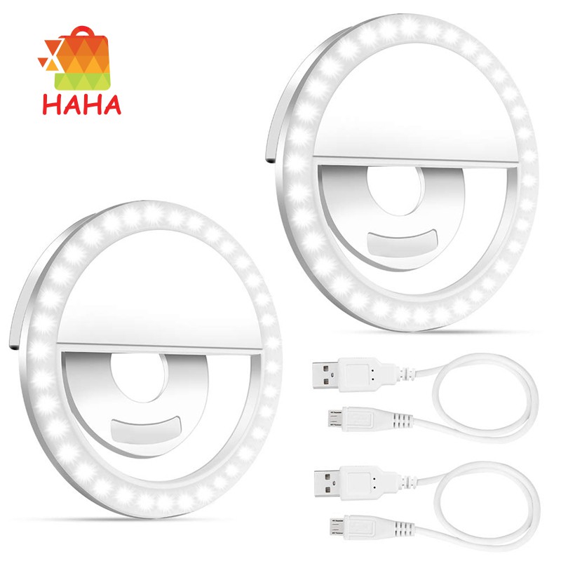 Set 2 Đèn Led Tròn 3 Cấp Độ Hỗ Trợ Chụp Ảnh Tự Sướng Có Thể Sạc Lại 36 Độ