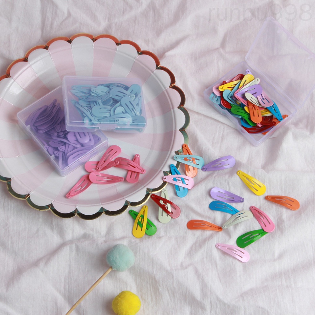 Set 50 Kẹp Tóc Kim Loại Màu Sắc Kẹo Ngọt Xinh Xắn Cho Bé Gái Runbu998