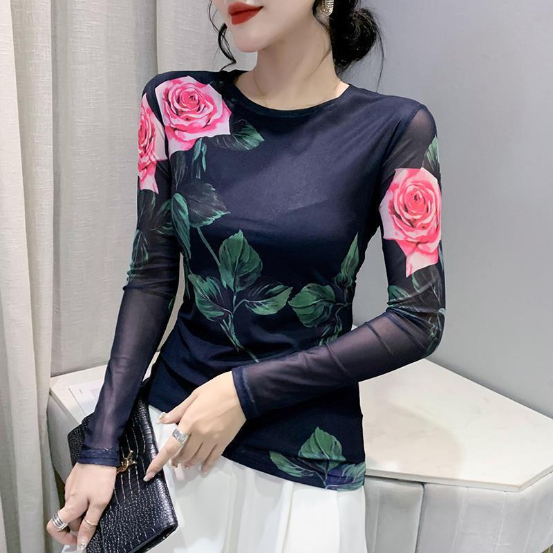 Áo Thun Tay Dài Cổ Tròn In Họa Tiết Thời Trang