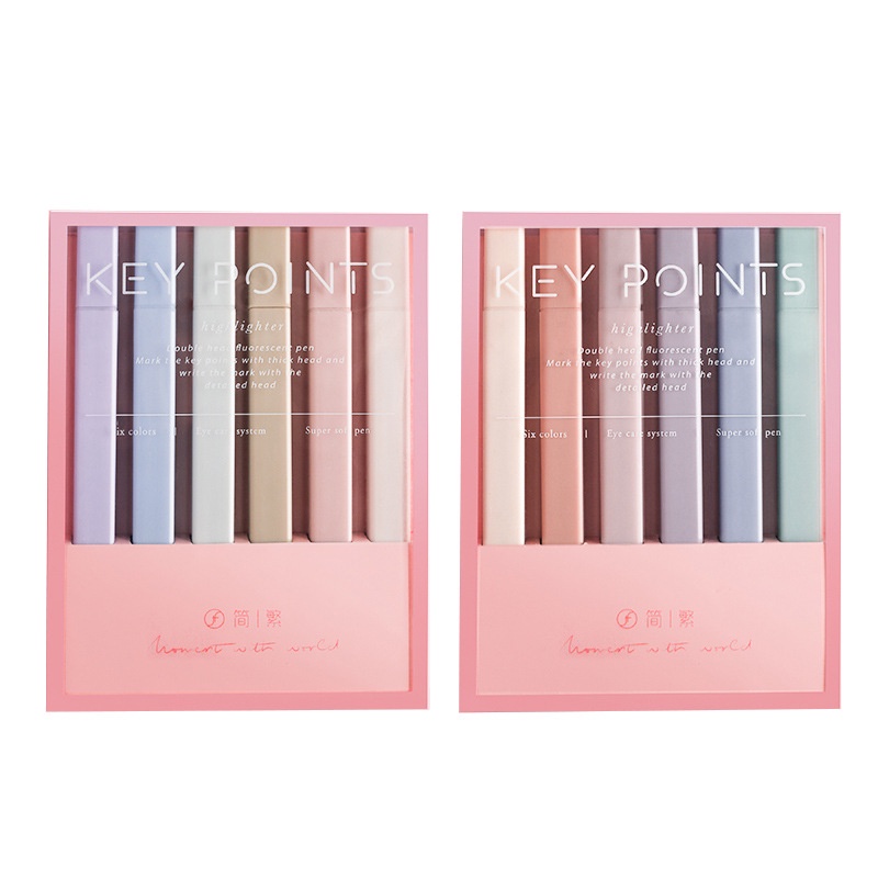 Set 6 Bút Bắt Sáng Màu Sắc Dịu Nhẹ Hai Đầu Cọ Mảnh C7117