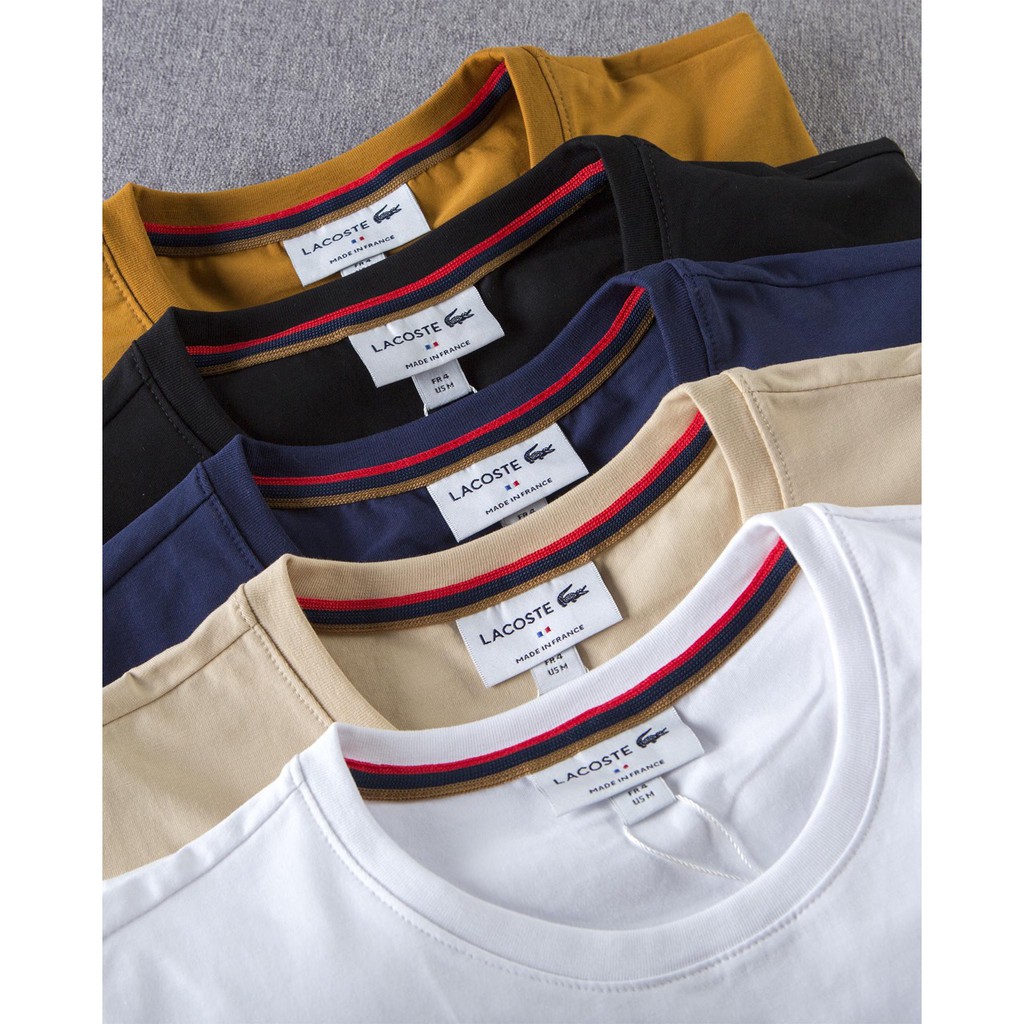 [Size L] Áo thun, Áo Phông Nam LACOSTE FRANCE Trơn logo trắng 4 màu