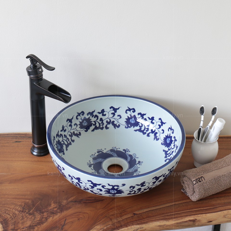Lavabo sứ đặt bàn - Chậu sứ mỹ thuật ( BH chính hãng 10 năm)