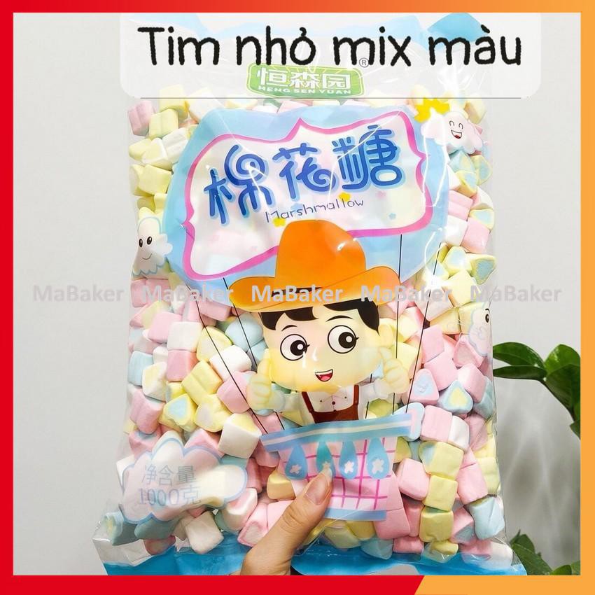 Kẹo marshmallow, nougat 500g,1000g trắng, nhiều màu, hình dáng, làm kẹo hạnh phúc, kẹo bông gòn, bấc - MaBaker