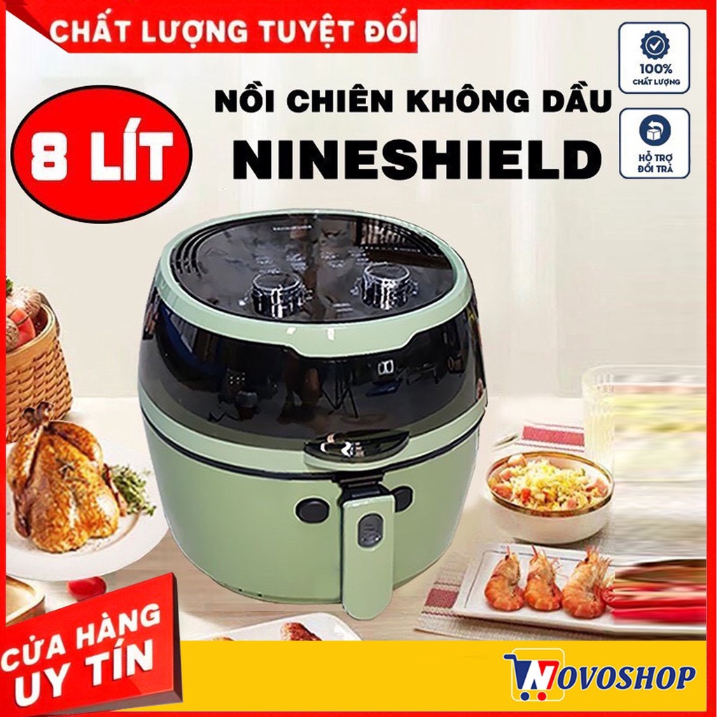 NỒI CHIÊN KHÔNG DẦU NINE SHIELD DUNG TÍCH 8L CÓ LƯỠI ĐẢO