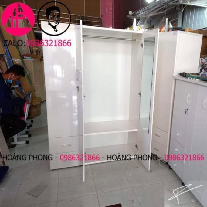 Tủ quần áo 3 cánh + &quot;GƯƠNG SOI &quot; ( 1m23 x 1m85 )# 100% $ Miễn phí vận chuyển Bảo hành 2 năm tại nhà