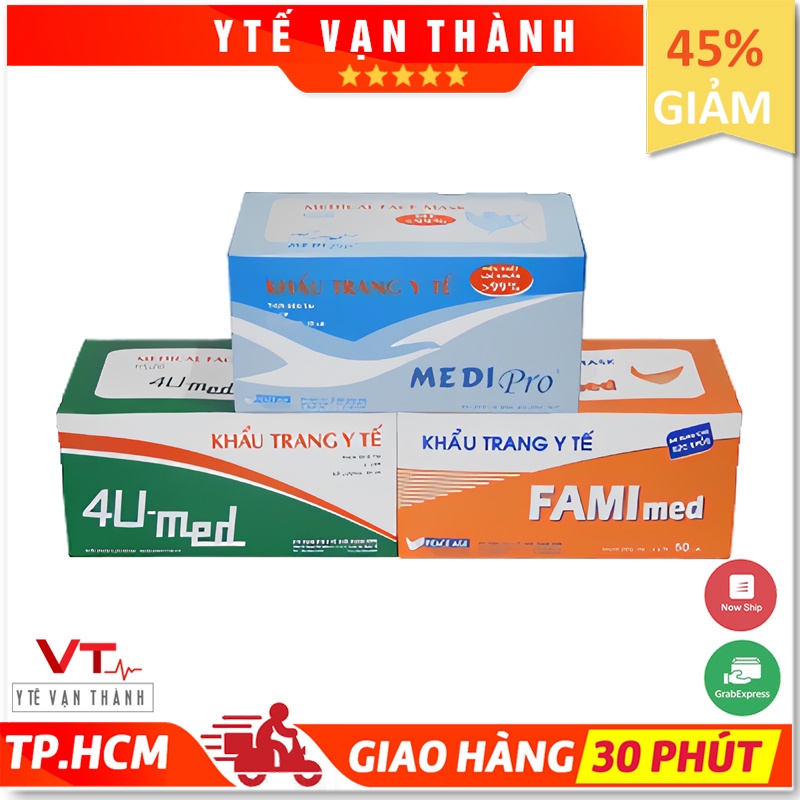 ✅ Khẩu Trang Y Tế- Medi Pro (Hộp 50 Cái - 3 Lớp), Thời Thanh Bình -VT0371