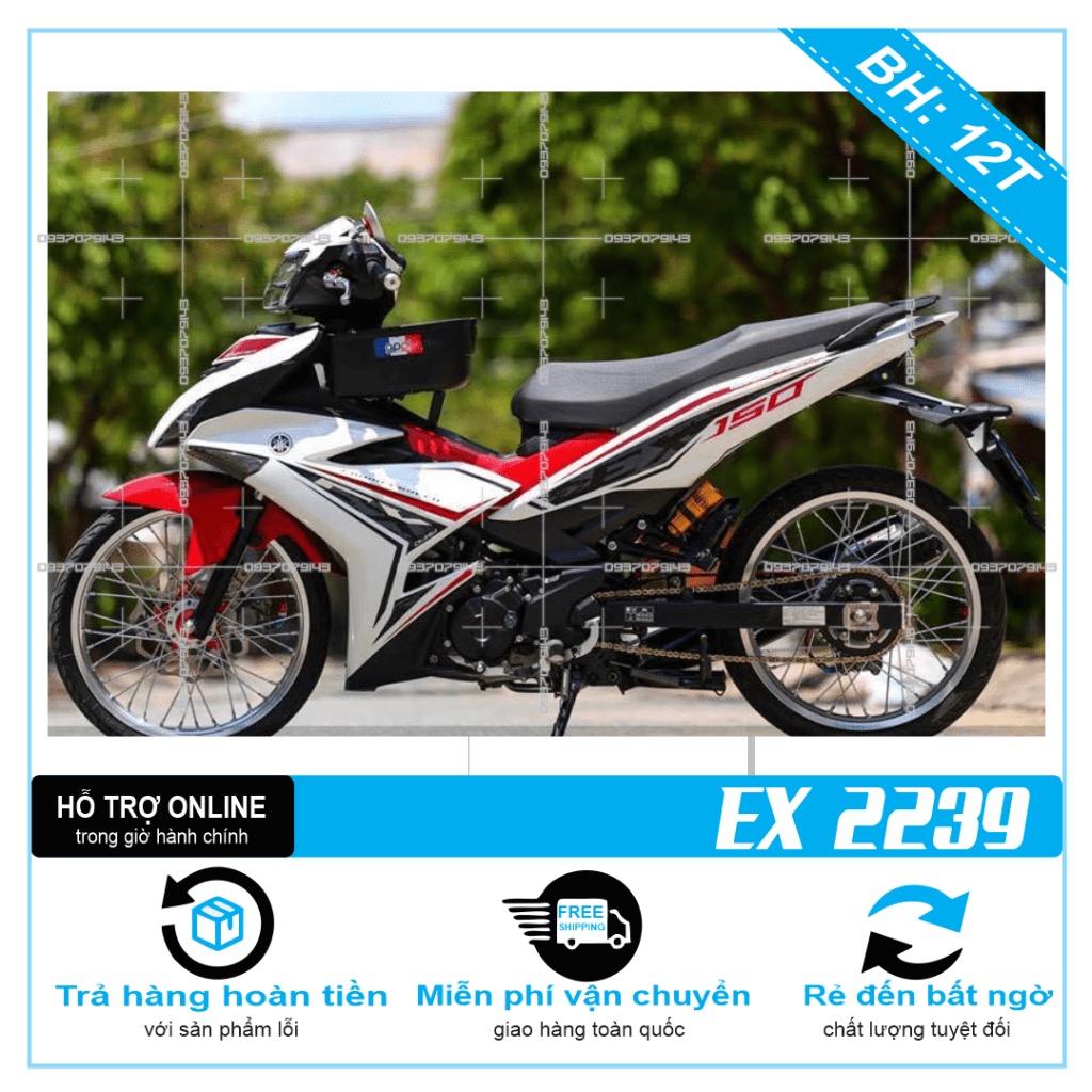 TEM RỜI EX 150 TRẮNG ĐỎ 2239 -- SHIN DECAL 2
