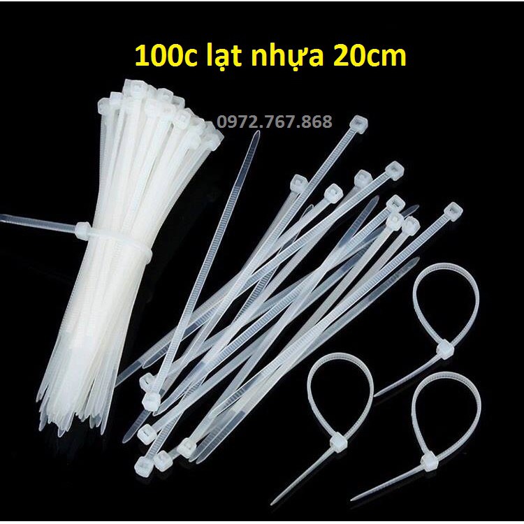 [100 cái] Dây rút lạt nhựa 20cm (Màu Trắng)