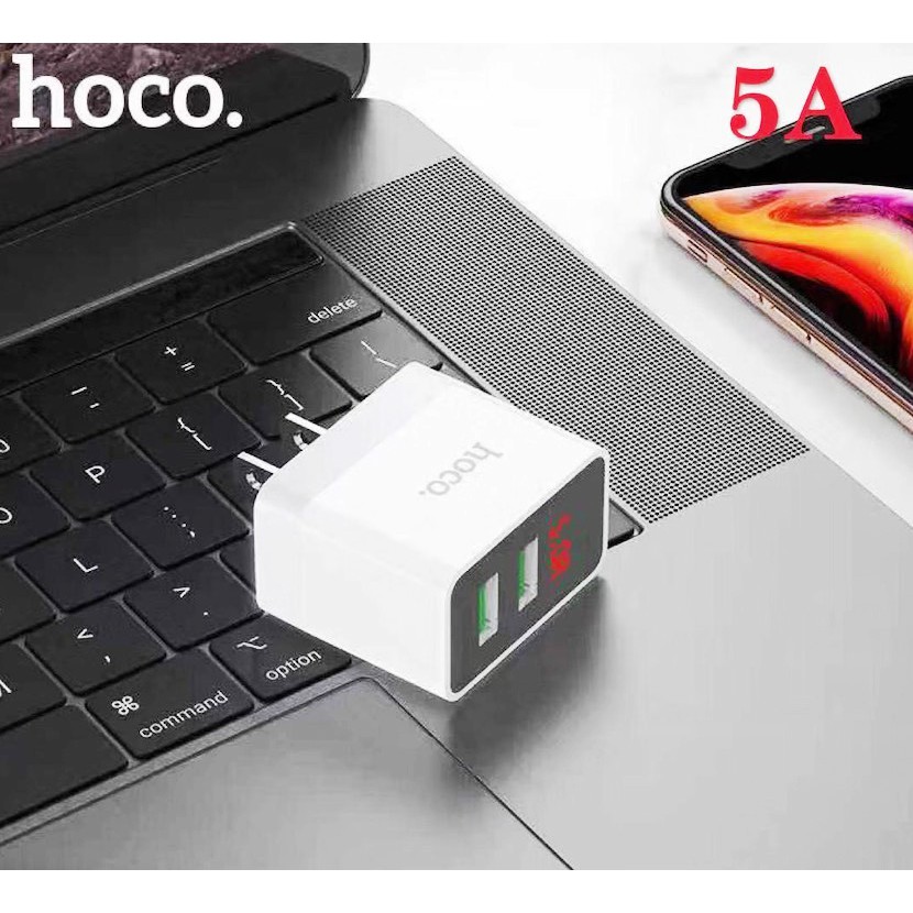 Củ sạc Nhanh Hoco DC28 2USB-5A Bảo Toàn Dòng Điện Tương Thích Tất Cả Các Dòng Điện Thoại