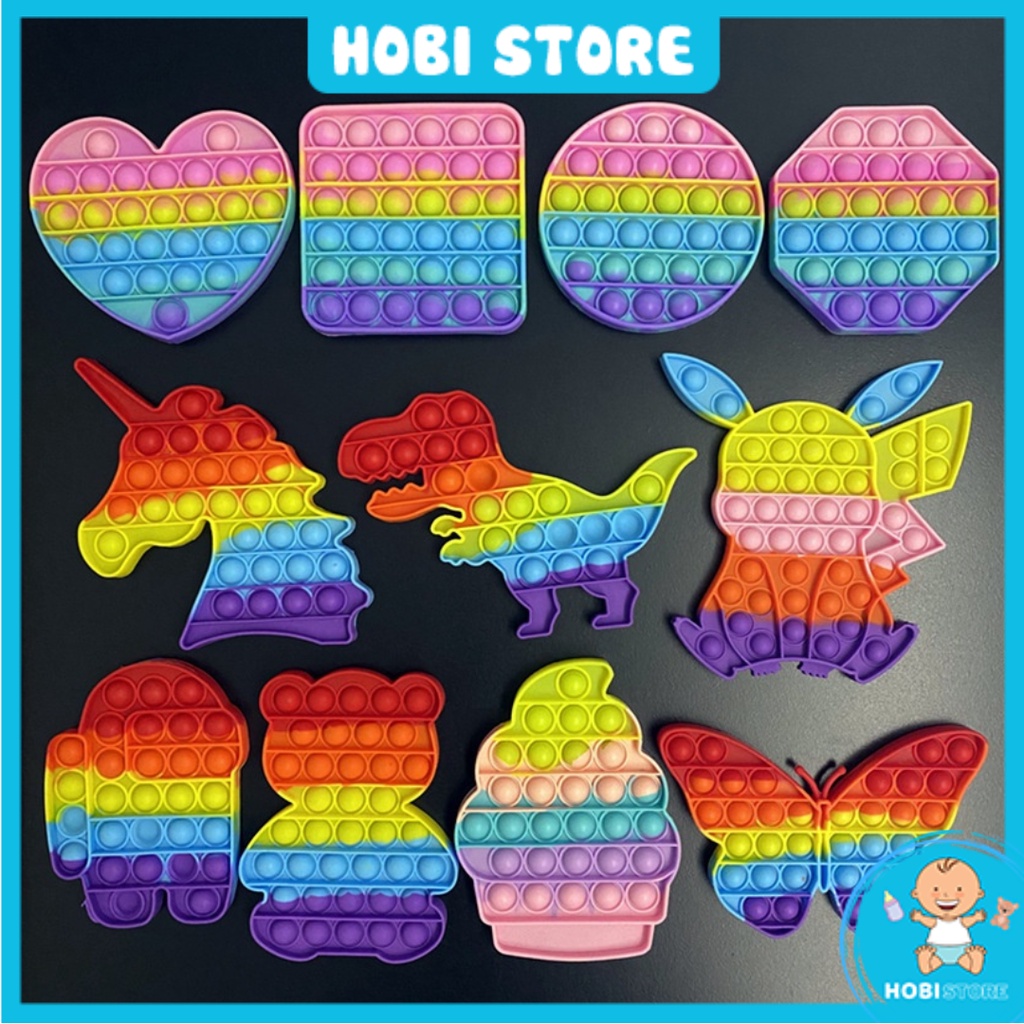 POP IT Đồ chơi giải trí cho mọi đối tượng giúp giảm căng thẳng hiệu quả, bé học đếm và phân biệt màu sắc - Hobi Store