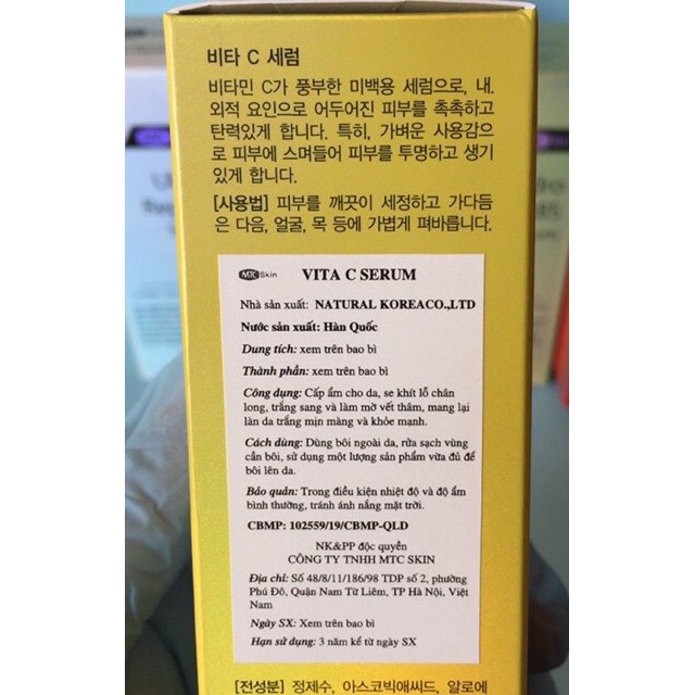 (MTC Skin ) Serum Vitamin C- Cam Kết Chính Hãng