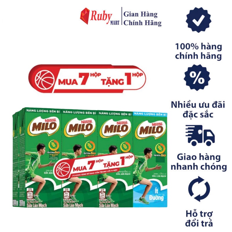 Thùng 48 Hộp Sữa Năng Lượng Milo Vị Lúa Mạch 180ml