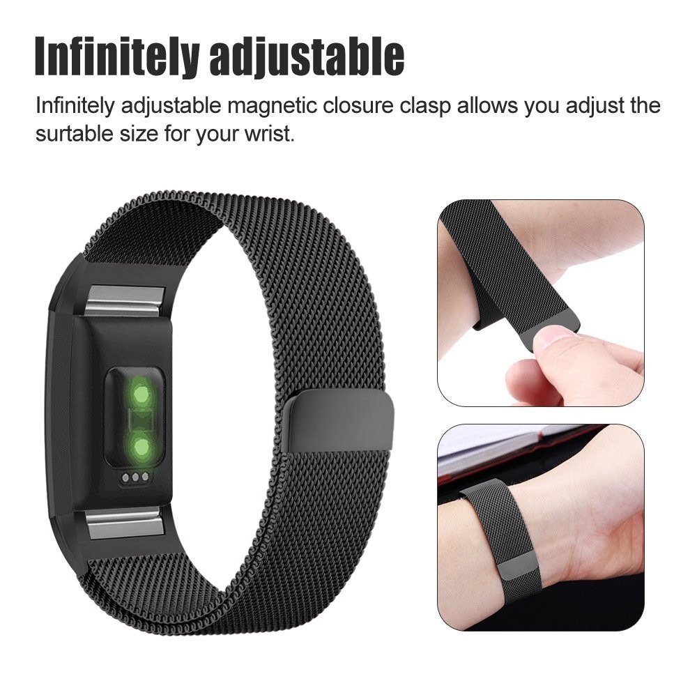 Dây đeo bằng thép không gỉ Milanese từ tính cho Fitbit Charge 2