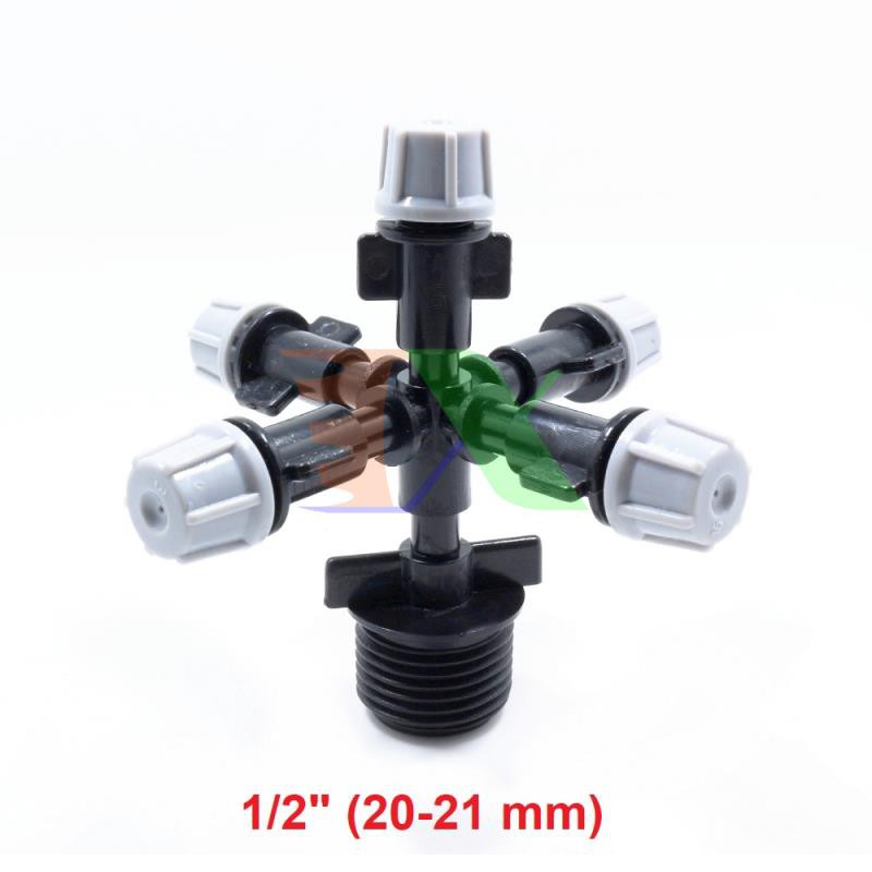 Bộ 5 đầu tưới phun sương, Đầu phun sương tưới cây, làm mát (40 lit / h) + ren 21 (1/2&quot;)