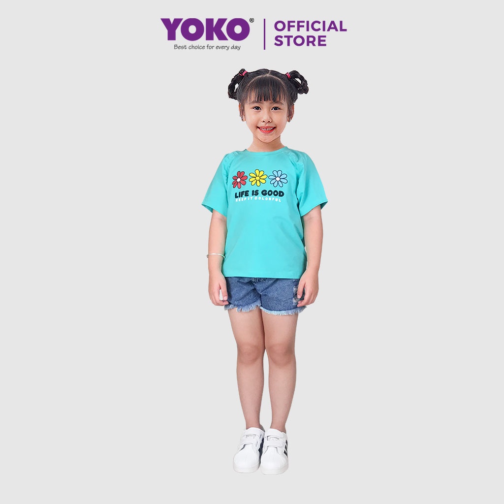 Bộ Quần Áo Thun Bé Gái Tay Ngắn Quần Jean (6-9 Tuổi) YOKO KID’S FASHION 21370G