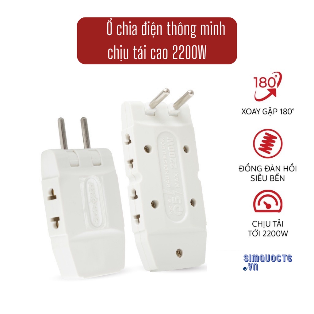 Phích cắm điện Ổ chia điện thông minh 1 chia 3 SOPOKA chịu tải cao 2200W