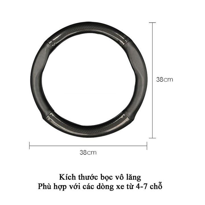 Bọc Vô Lăng Xe Hơi, Ô TÔ  Da Pha Vân Cacbon Gắn Logo Hãng Xe Khôi Nguyên Auto