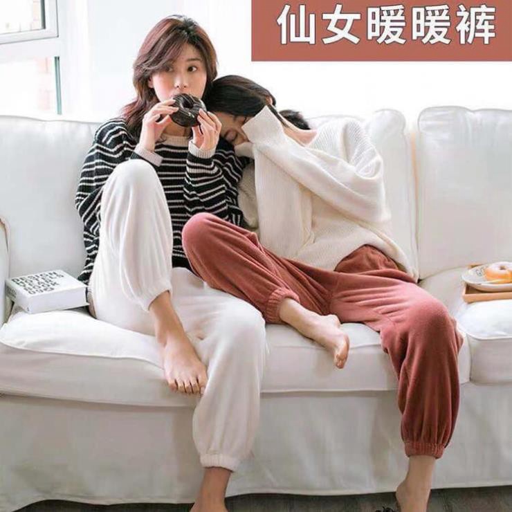 (shipnhanh) Quần nữ ngủ mặc nhà nỉ bông giữ nhiệt bo gấu siêu ấm cho bạn gái loại 1 lông mềm mịn hàng xuất nhật | BigBuy360 - bigbuy360.vn