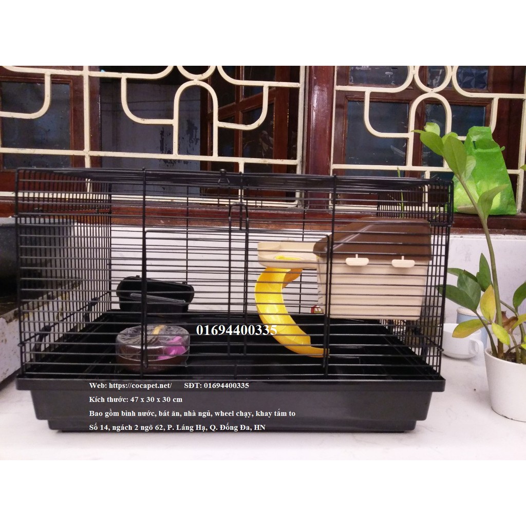 Lồng hamster size đại 47 x 30 x 30 cm full đồ như hình