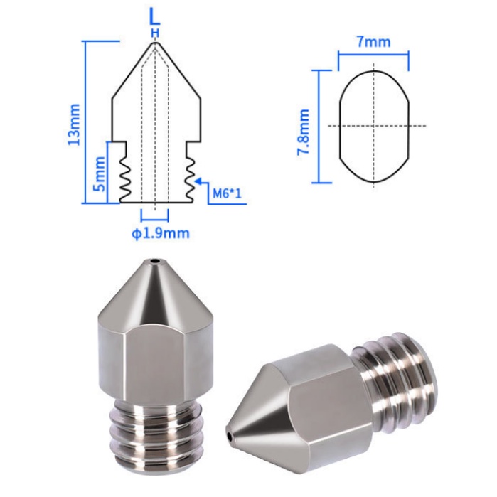 Đầu in, mũi in 3D MK8 Titan cao cấp cho máy in 3D, High Top quality MK8 Titanium Nozzle for 3D printers