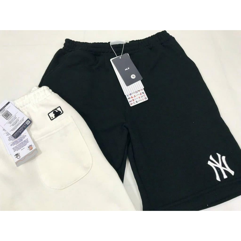 Quần Short Nam MLB Chất Liệu Thun Da Cá 2 Màu Đen Trắng Hàng Xuất Dư