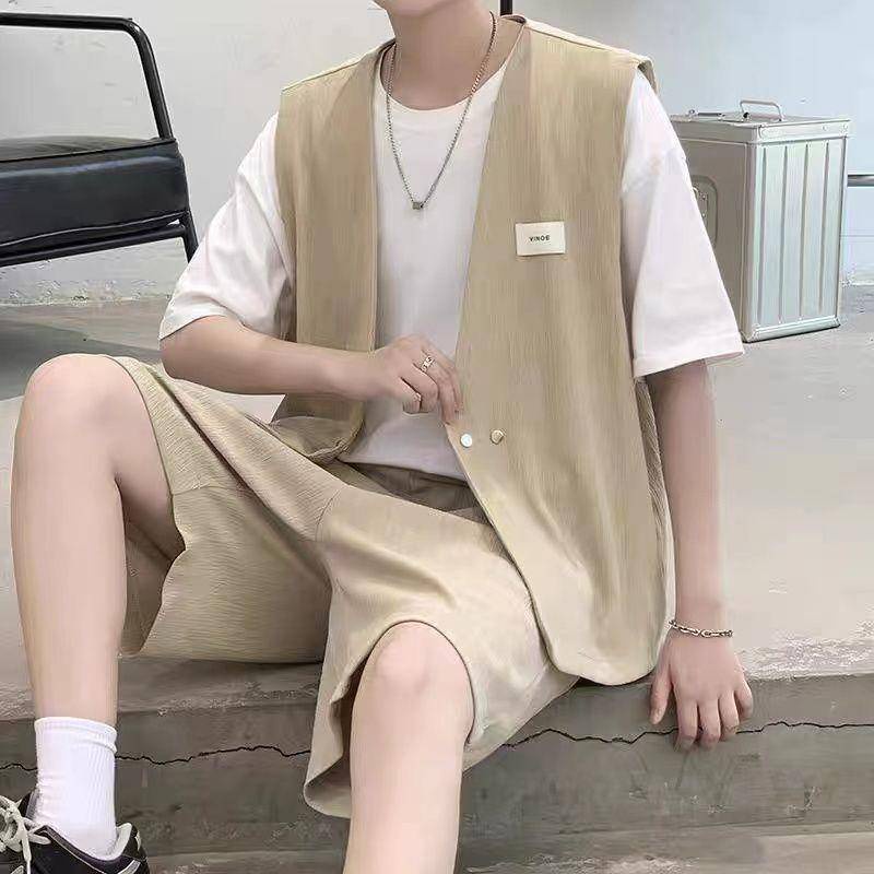 Set Đồ Ba Món Phong Cách Hàn Quốc Thời Trang Mùa Hè Cao Cấp Cho Nam
