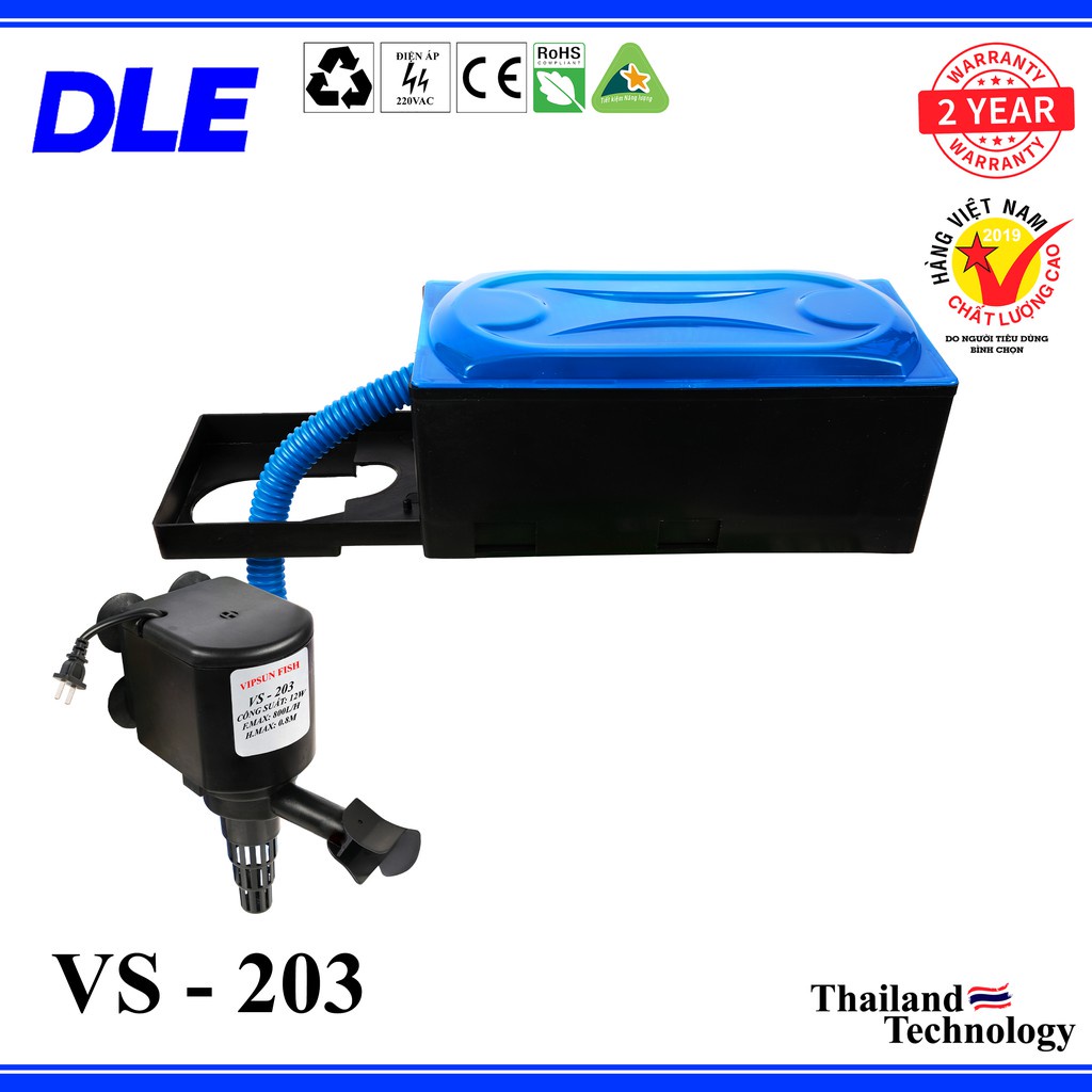 Máy Bơm Lọc Máng Hồ Cá Vipsun VS-203 - Có Bông Lọc