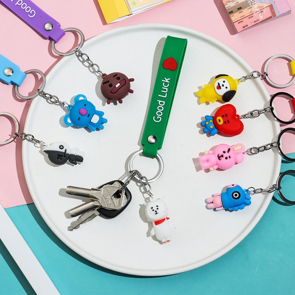 Móc Khóa Silicon Hình BT21 3D Phong Cách Hàn Quốc
