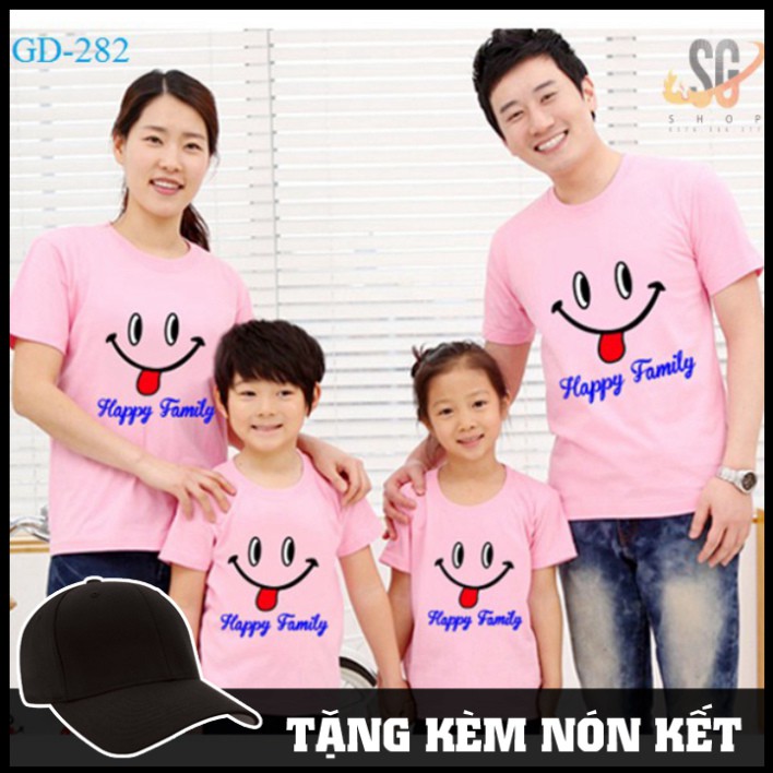 Takan Store Áo thun gia đình - Happy family - màu hồng (GD282HN) Takan Store