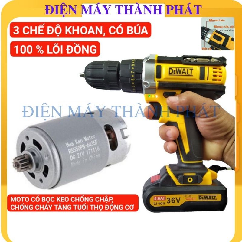 Máy khoan đục bắn bắt vít cầm tay đa năng dùng pin Dewalt 36V có búa 100% lõi đồng